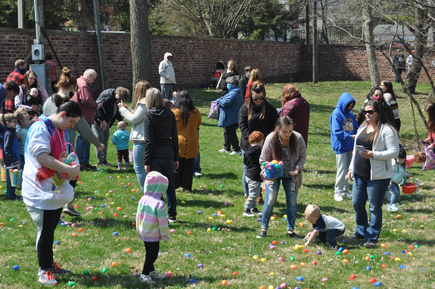 Families gather Easter eggs on the grounds of the General Lew Wallace Study & Museum at a hunt sponsored by the Crawfordsville Parks and Recreation Department and Nucor Steel.